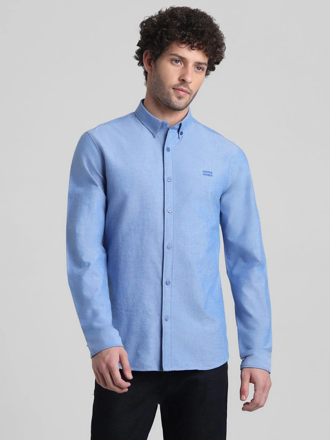 Blue Cotton Full Sleeves Shirt - Image 2