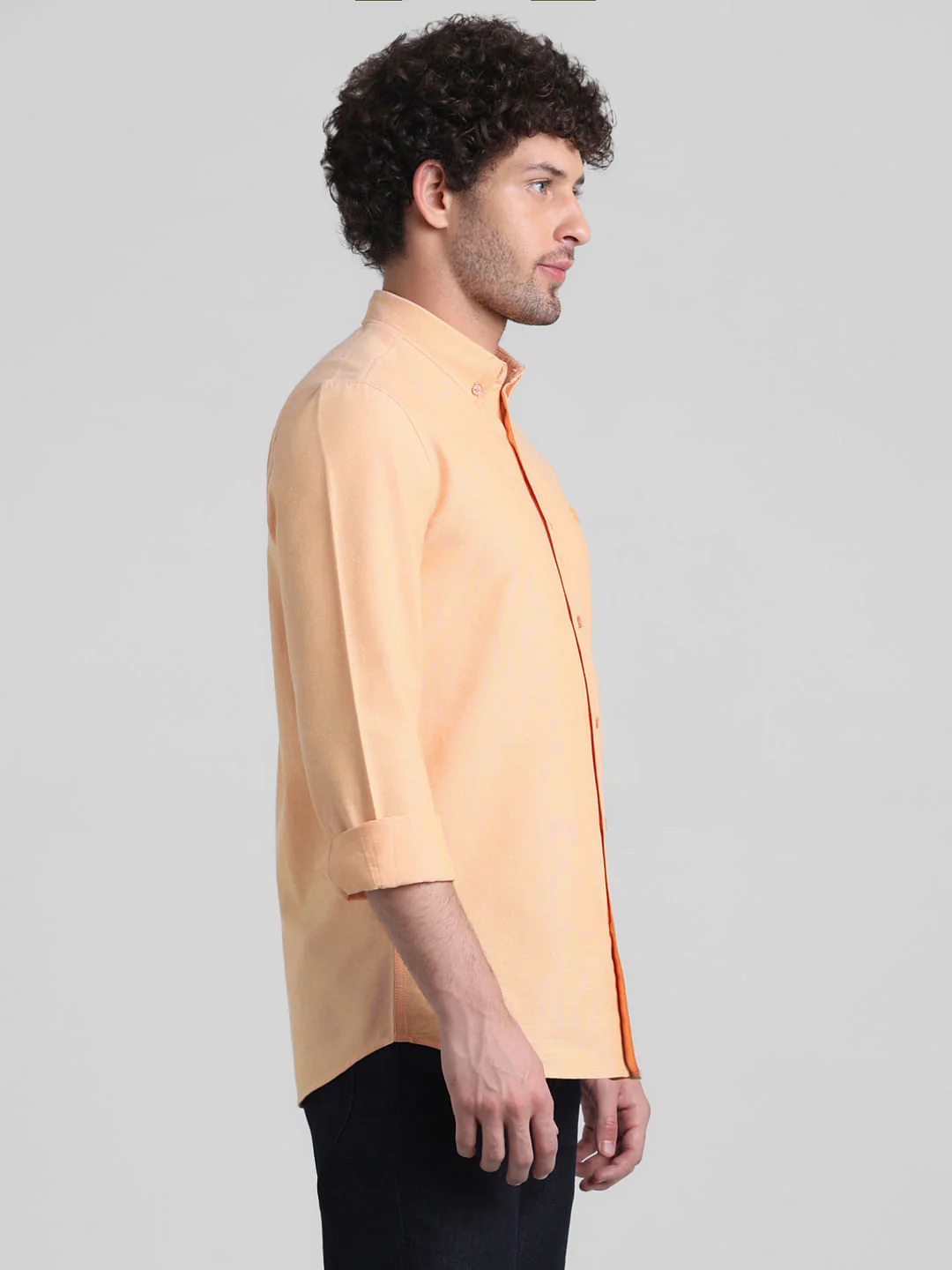 Peach Cotton Full Sleeves Shirt - Image 3