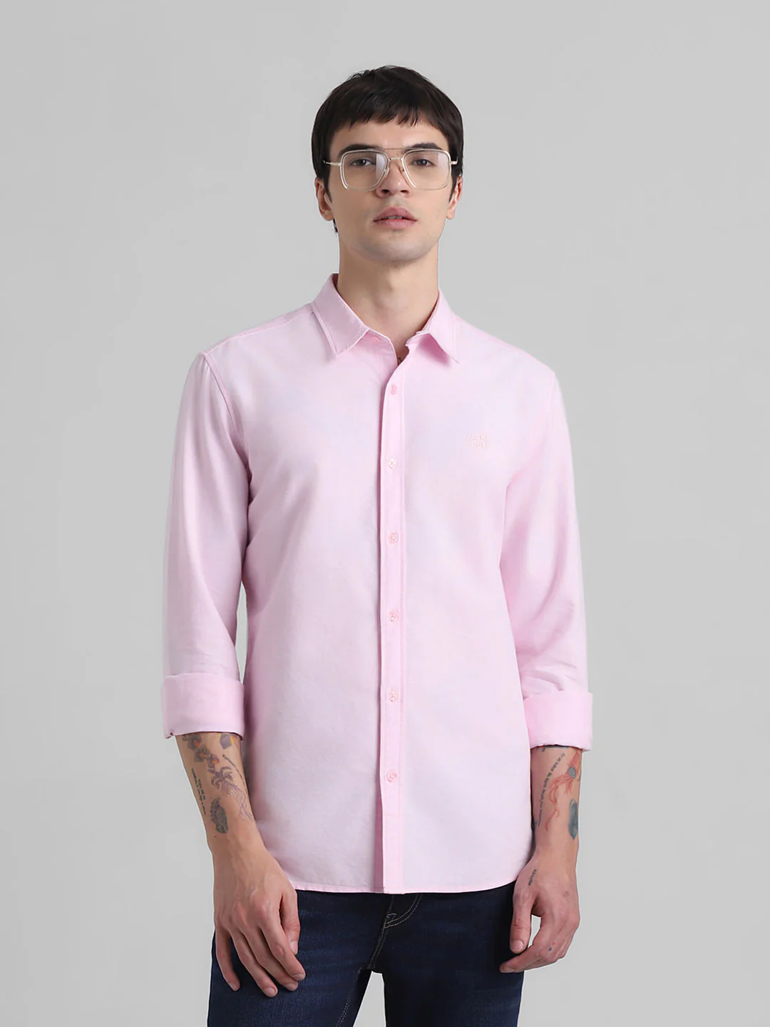 Light Pink Cotton Full Sleeves Shirt