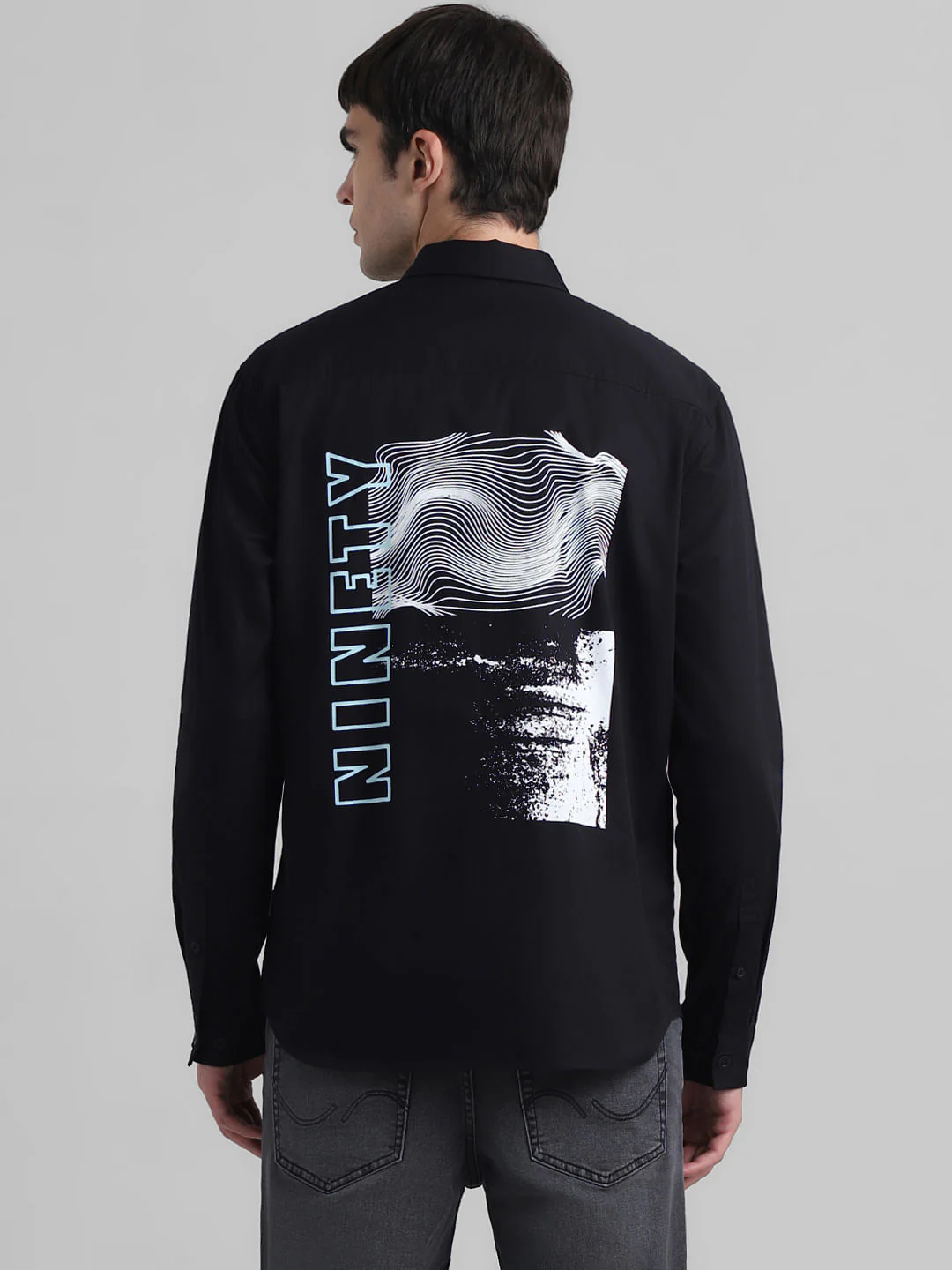 Black Graphic Print Full Sleeves Shirt - Image 4