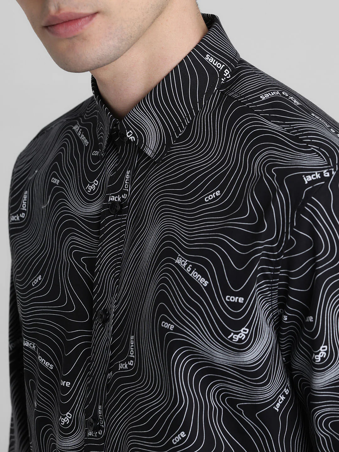 Black Printed Full Sleeves Shirt - Image 5