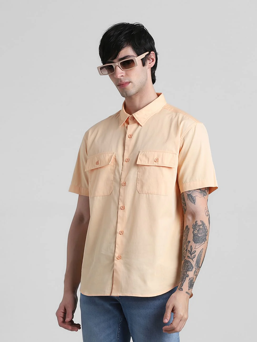 Bleached Beige Drop Shoulder Shirt