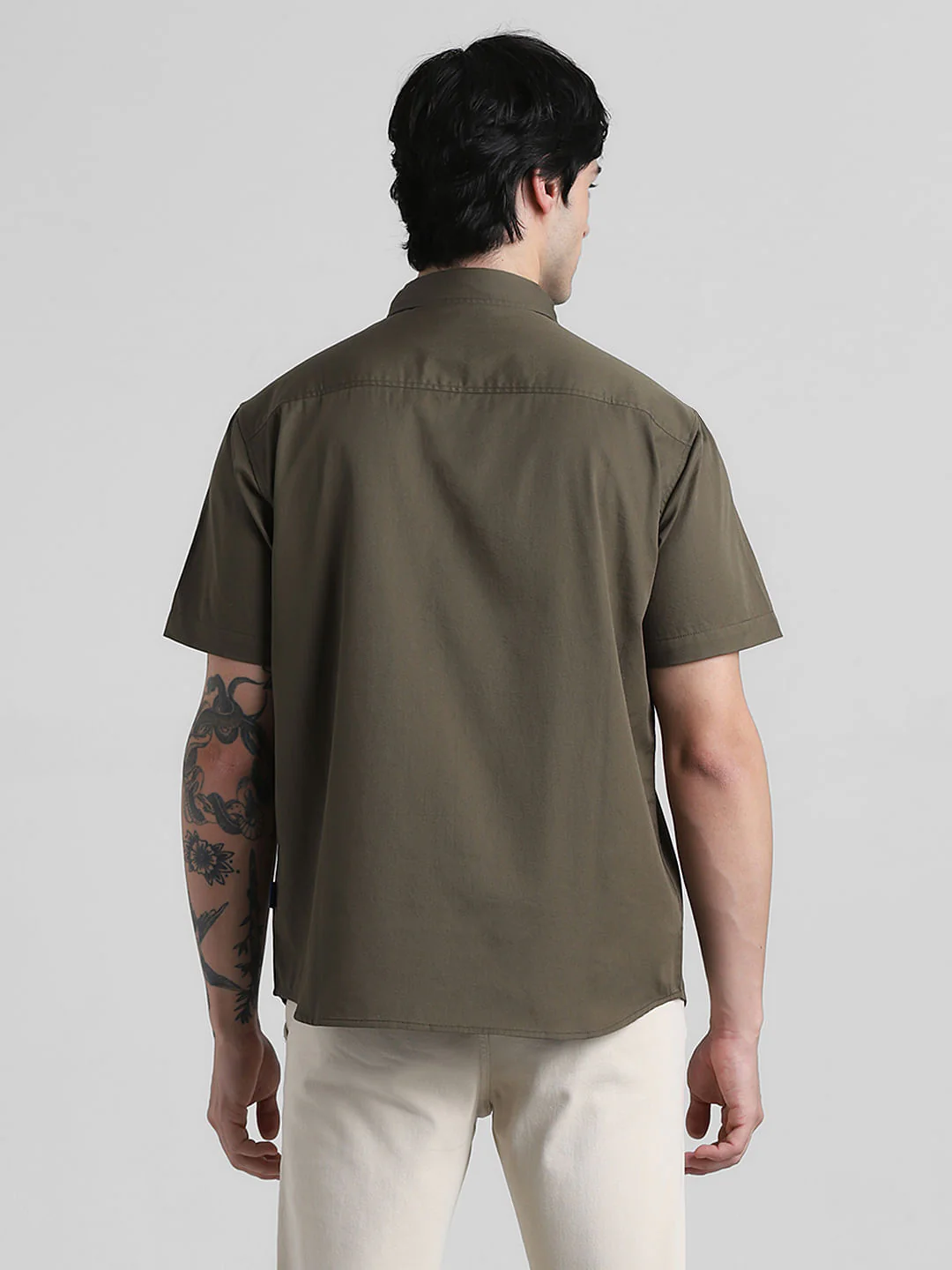 Olive Green Drop Shoulder Shirt - Image 4