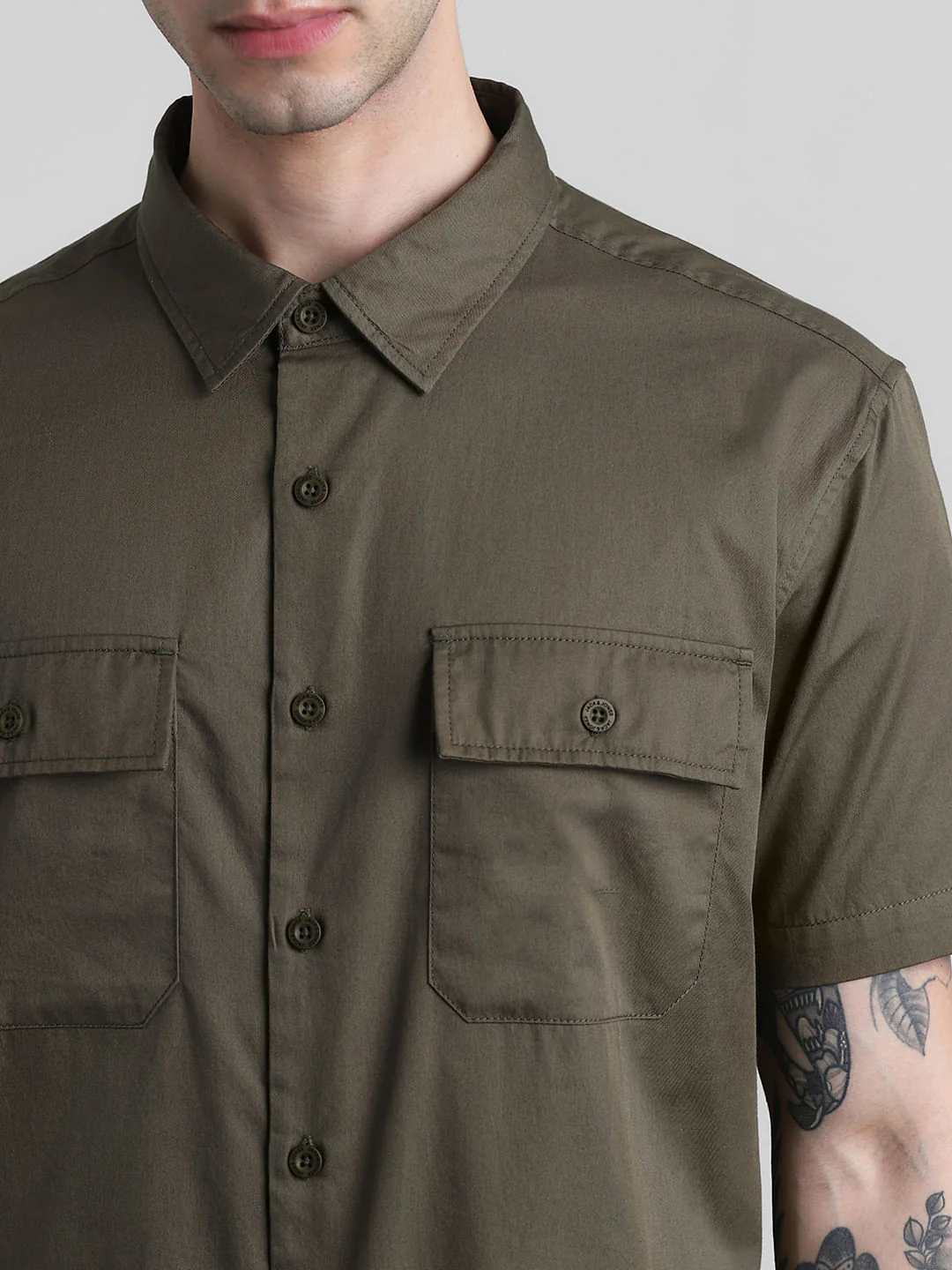 Olive Green Drop Shoulder Shirt - Image 5
