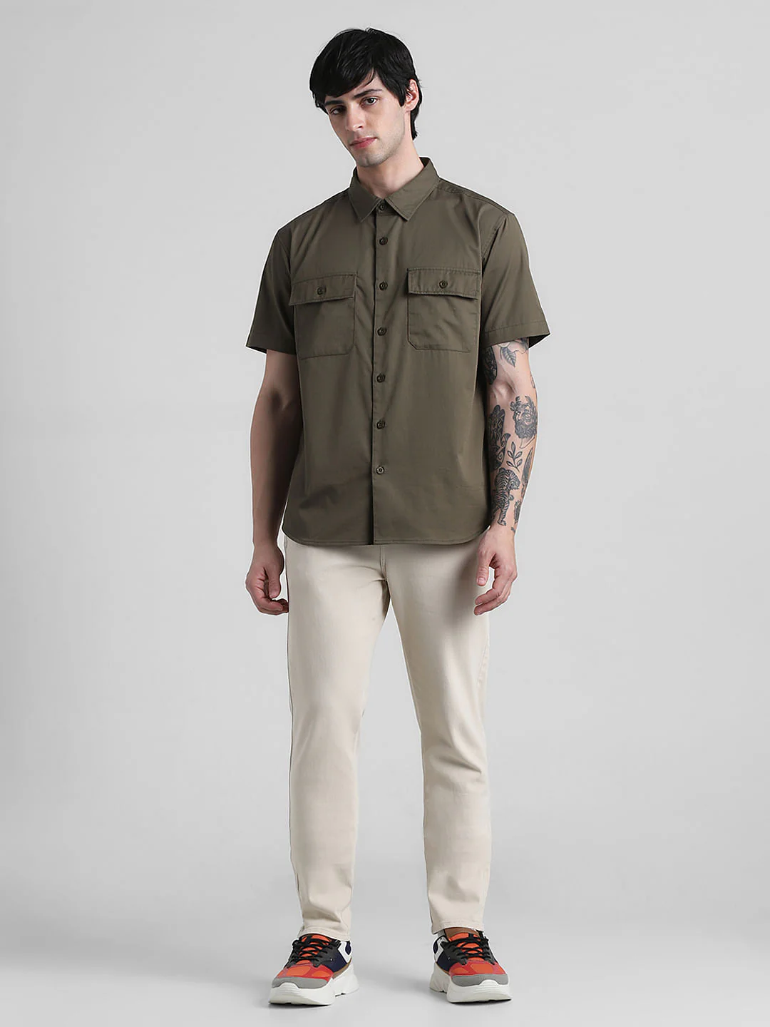 Olive Green Drop Shoulder Shirt - Image 6