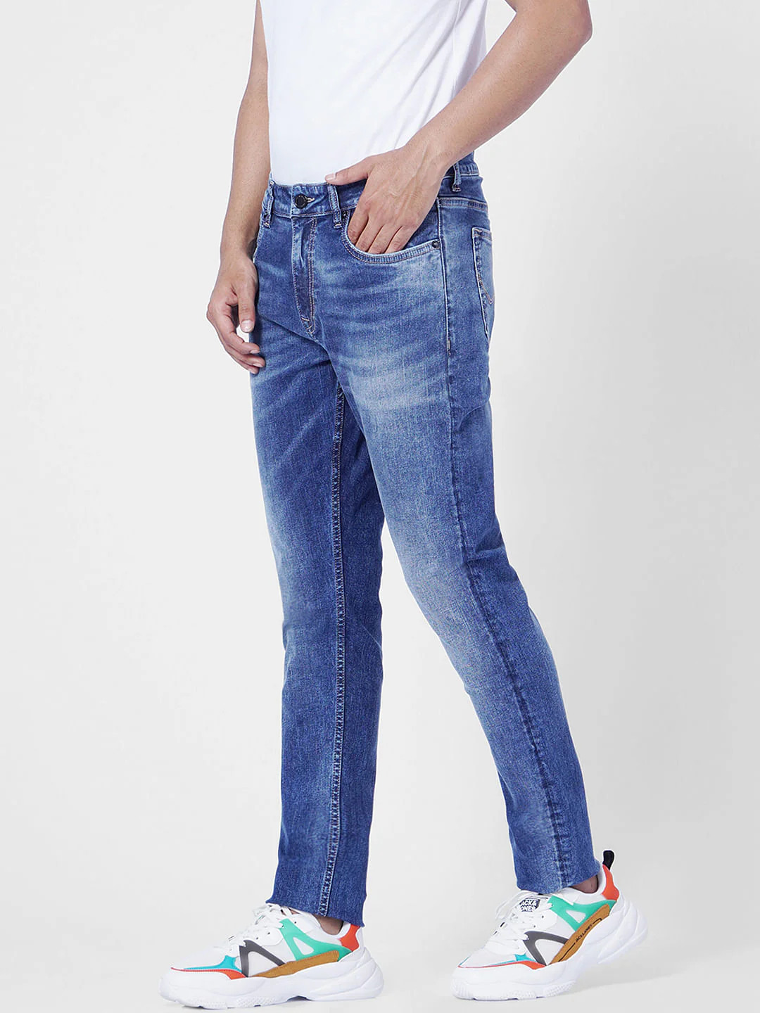 Blue Low Rise Washed Ben Skinny Jeans - Image 3