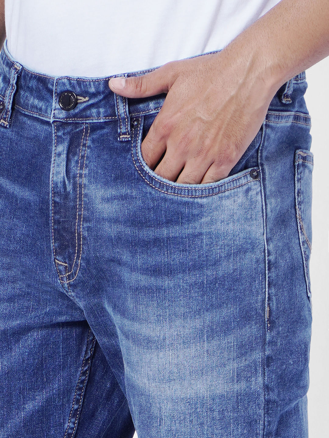 Blue Low Rise Washed Ben Skinny Jeans - Image 5
