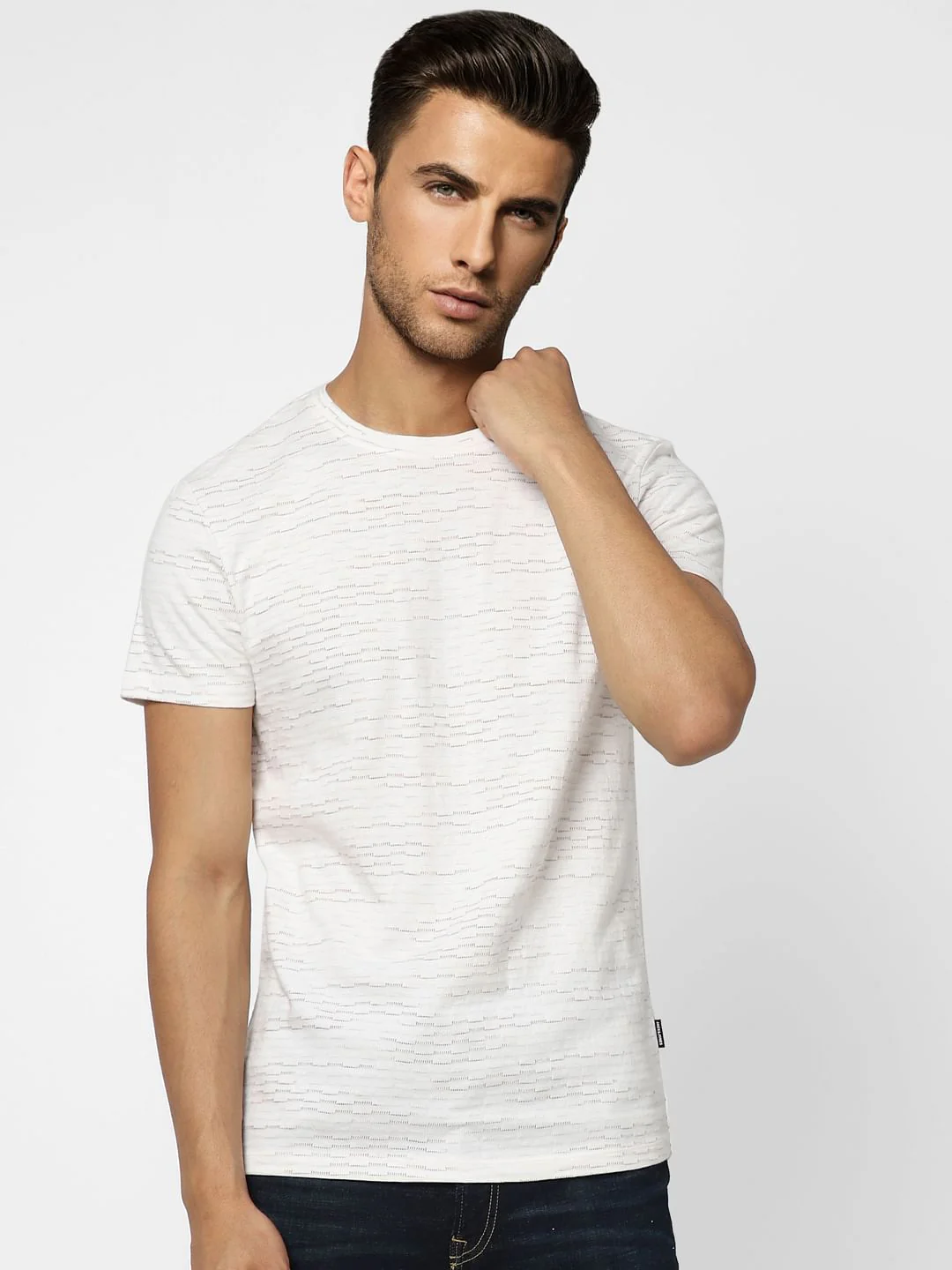 White Printed Crew Neck T-shirt - Image 2