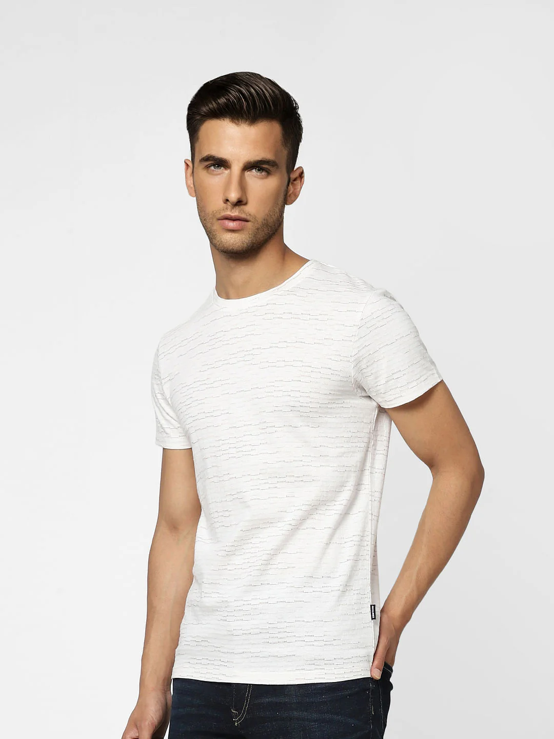 White Printed Crew Neck T-shirt - Image 3