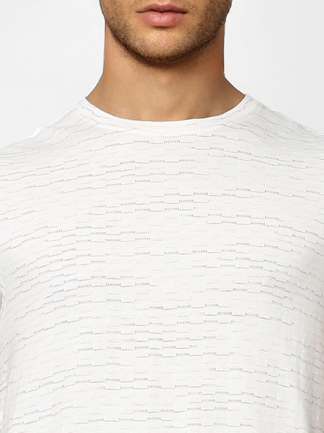 White Printed Crew Neck T-shirt - Image 5