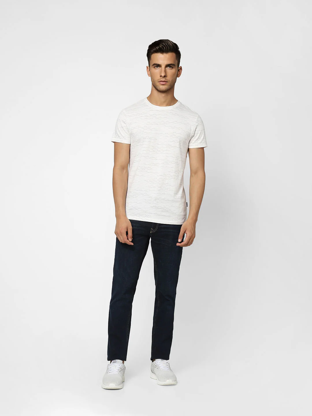 White Printed Crew Neck T-shirt - Image 6