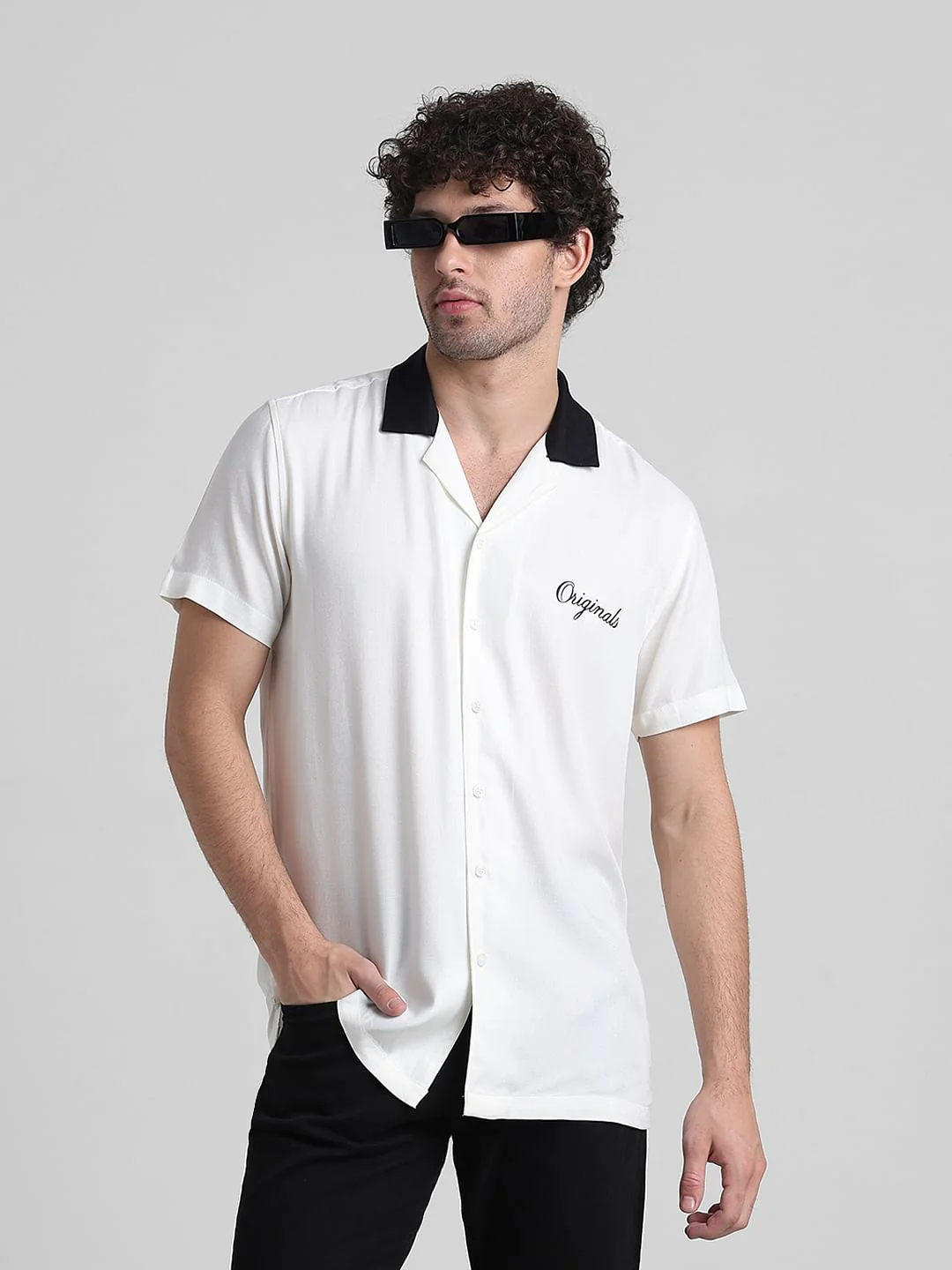 White Printed Short Sleeve Shirt