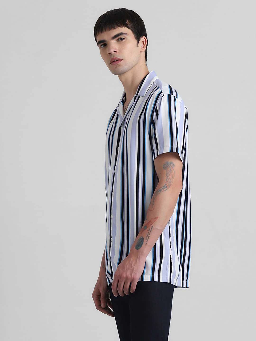 Blue Striped Short Sleeves Shirt - Image 3
