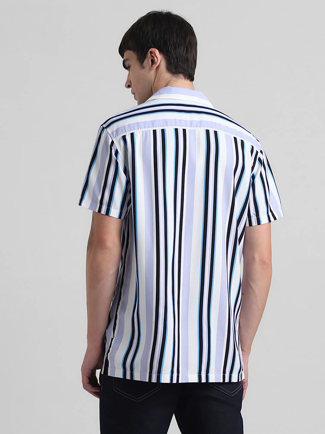 Blue Striped Short Sleeves Shirt - Image 4
