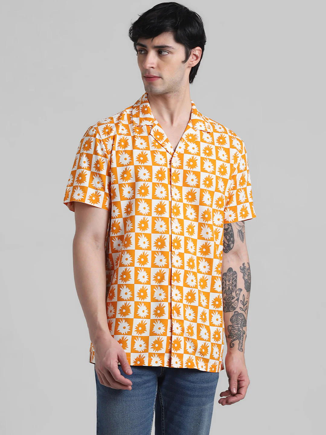Orange Abstract Print Shirt - Image 2