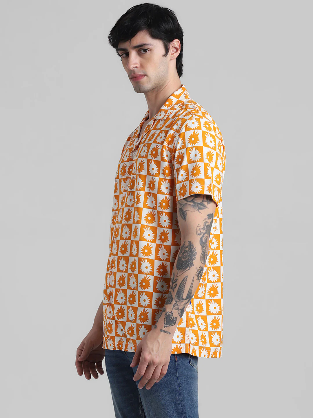 Orange Abstract Print Shirt - Image 3