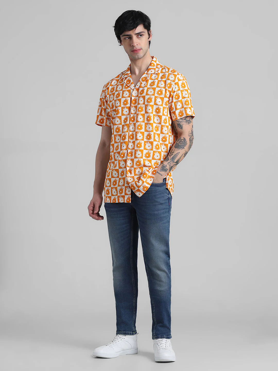 Orange Abstract Print Shirt - Image 6