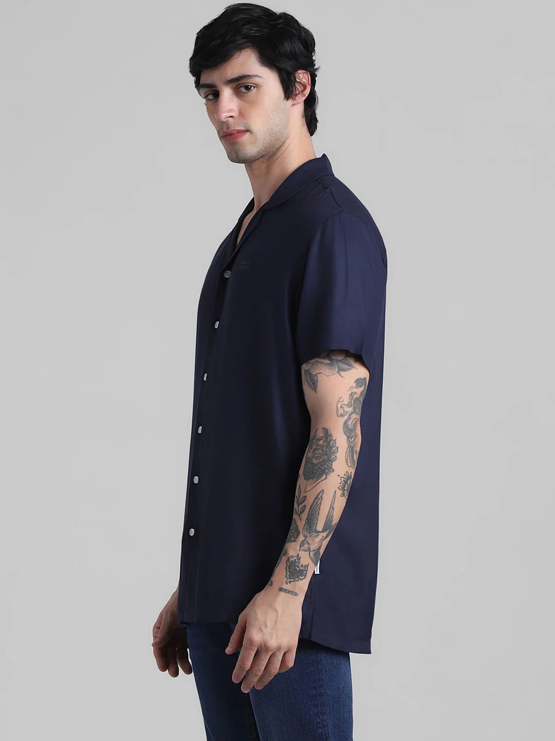 Navy Blue Resort Collar Shirt - Image 3