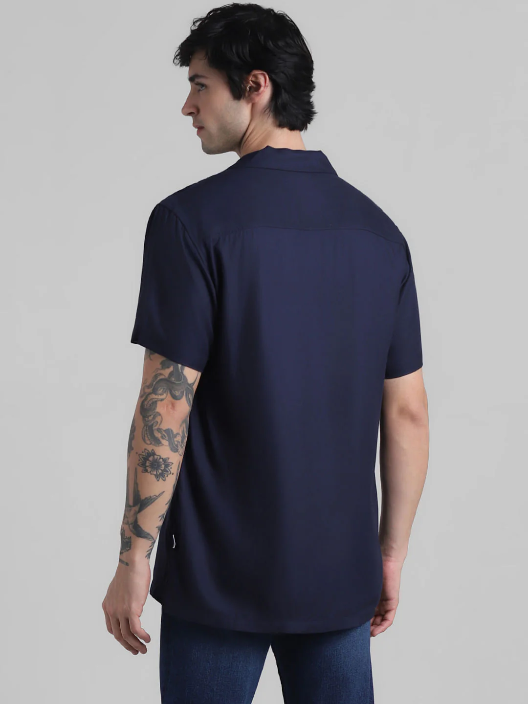 Navy Blue Resort Collar Shirt - Image 4