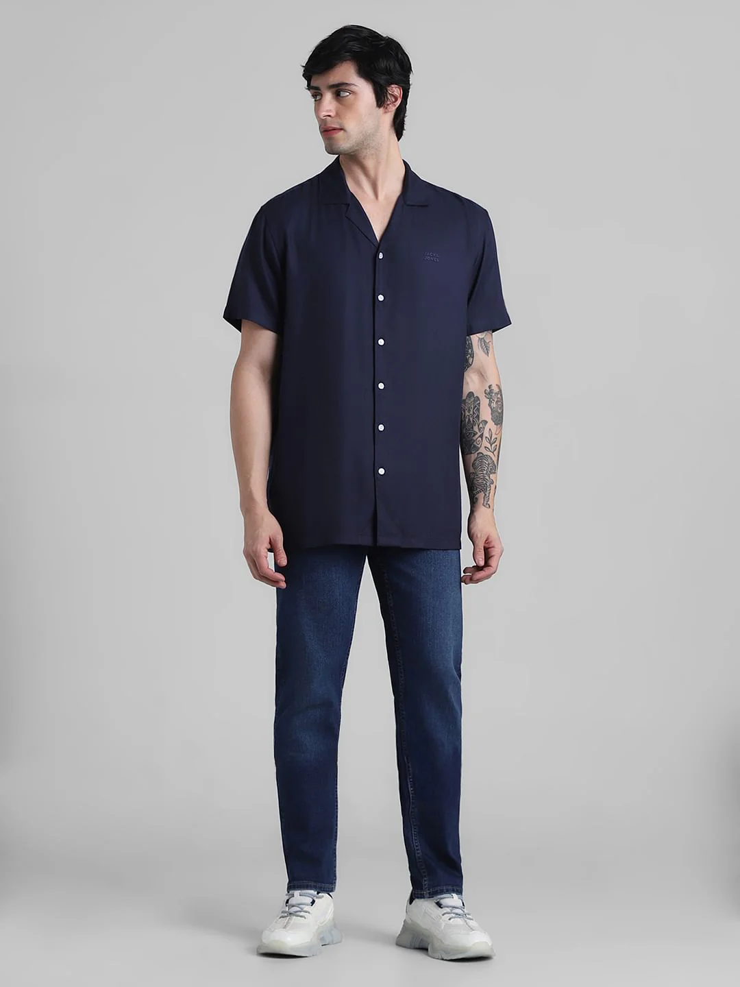 Navy Blue Resort Collar Shirt - Image 6