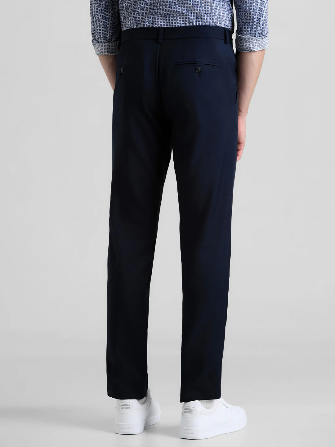 Navy Mid Rise Twill Trousers - Image 2