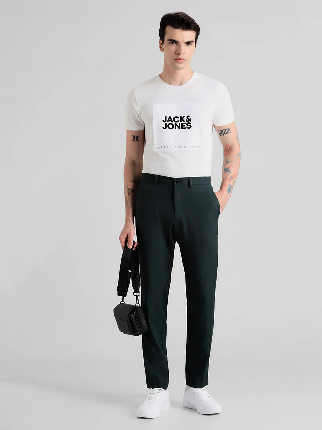 Green Mid Rise Twill Trousers - Image 4