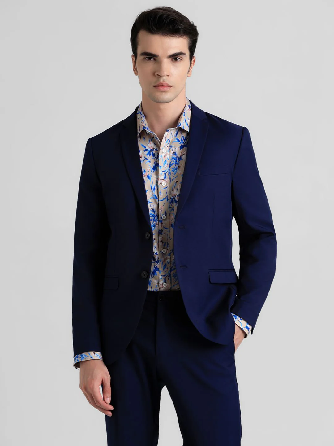 Navy Blue Mid Rise Twill Blazer - Image 2