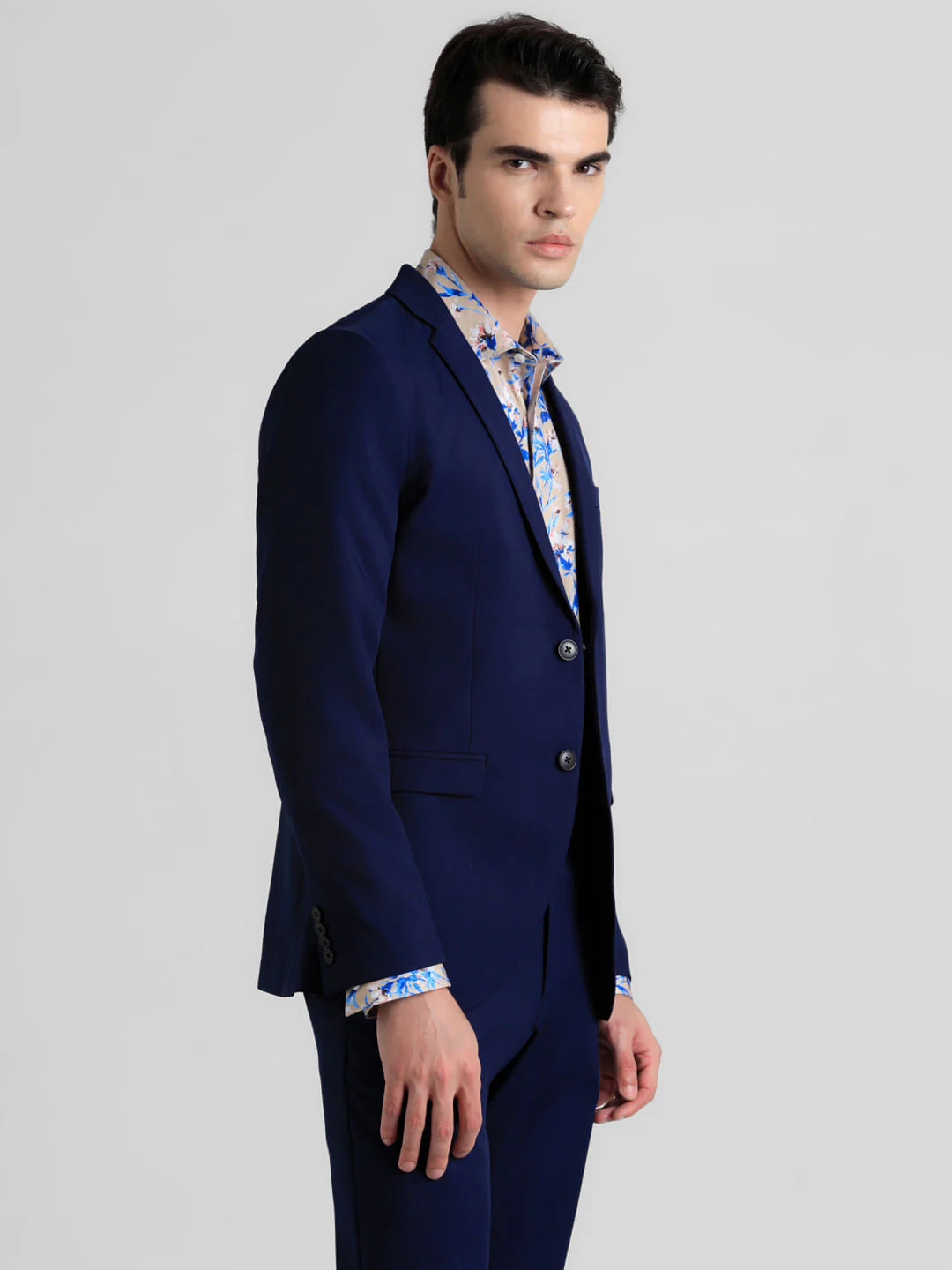 Navy Blue Mid Rise Twill Blazer - Image 3