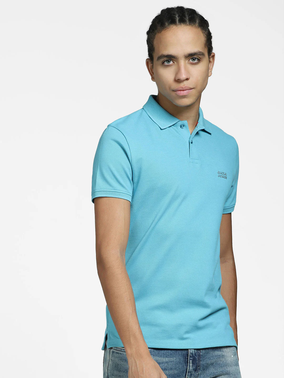 Blue Logo Print Polo Neck T-shirt - Image 2