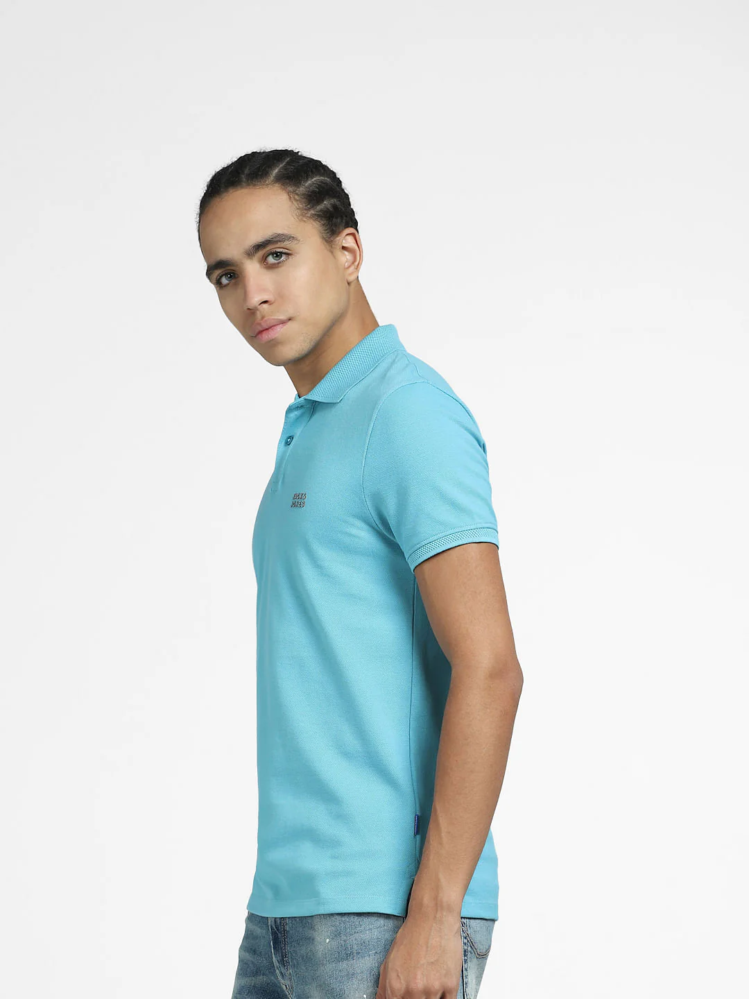 Blue Logo Print Polo Neck T-shirt - Image 3