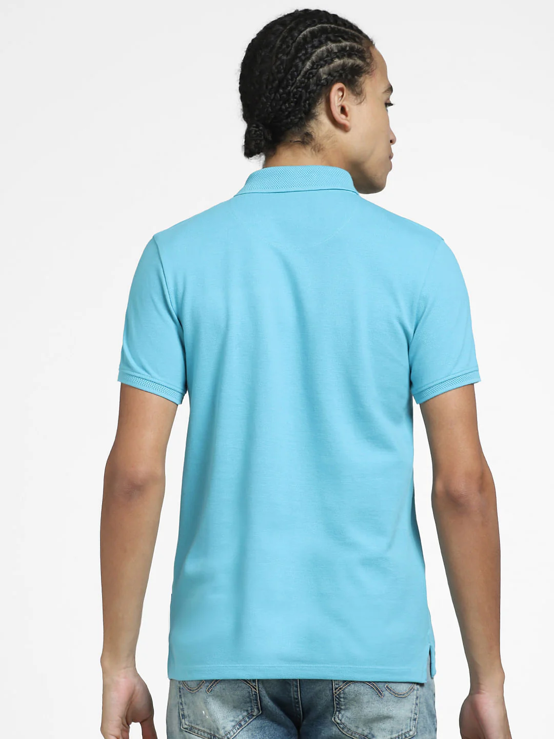 Blue Logo Print Polo Neck T-shirt - Image 4