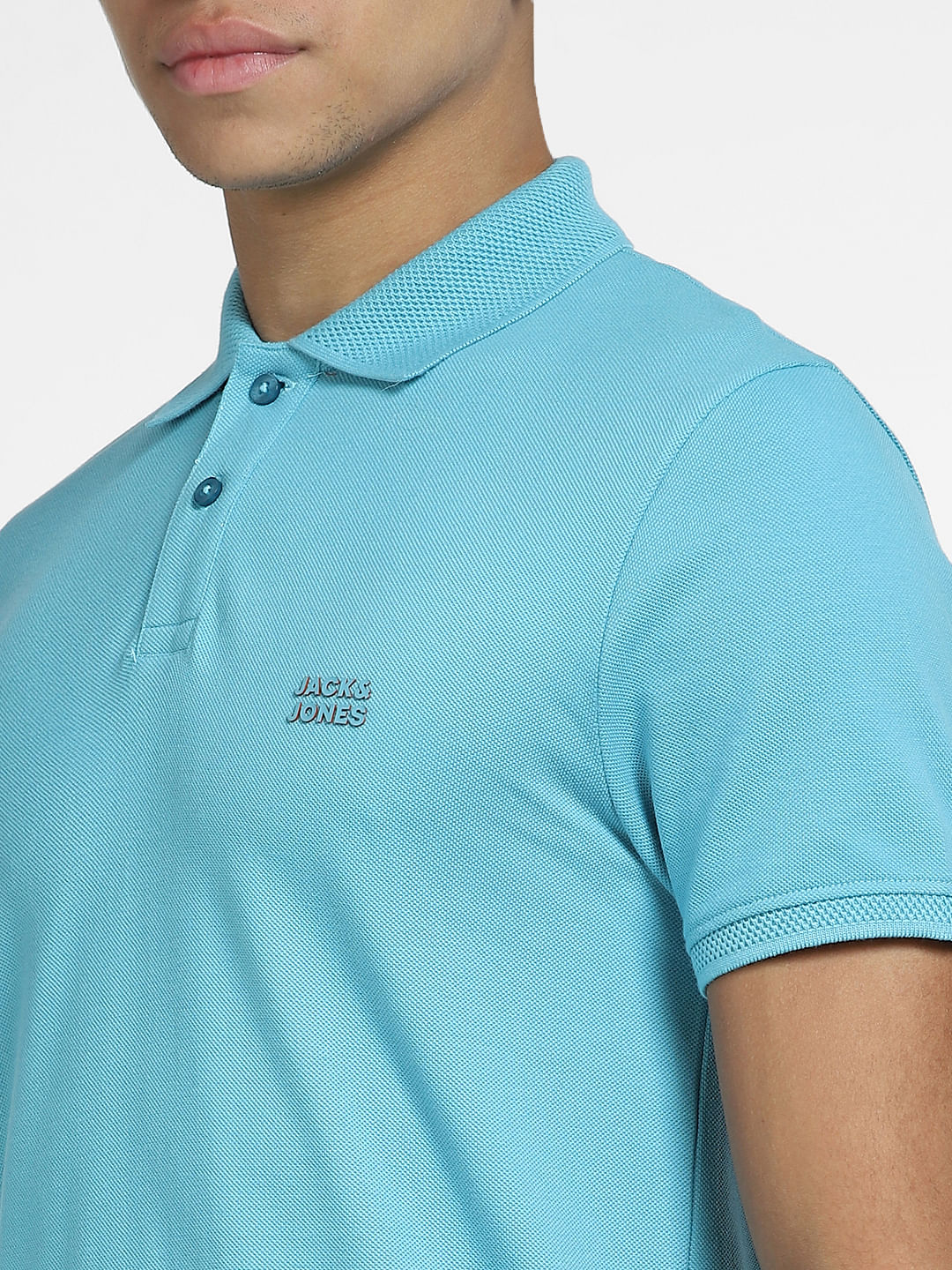 Blue Logo Print Polo Neck T-shirt - Image 5
