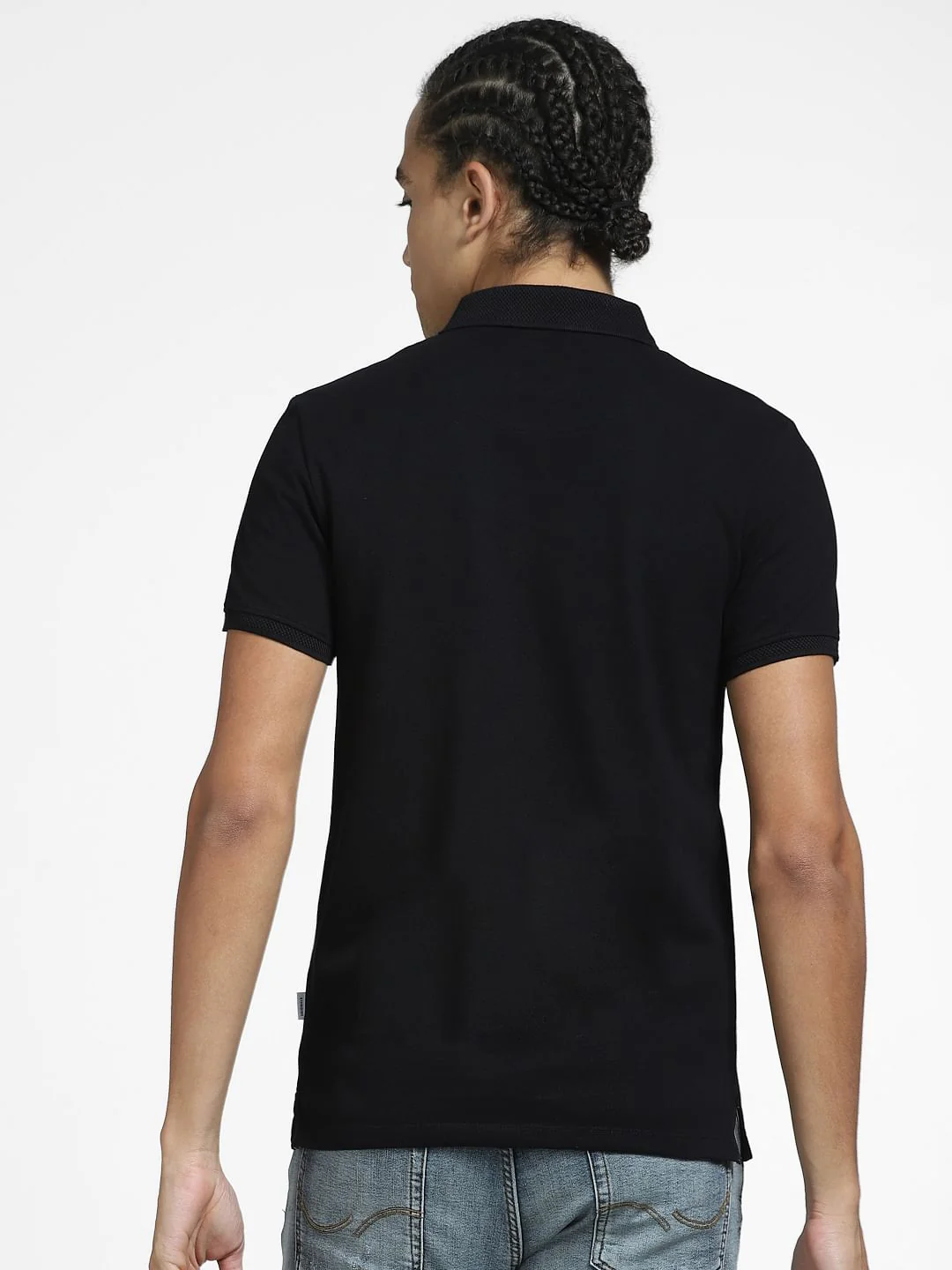 Black Logo Print Polo Neck T-shirt - Image 4