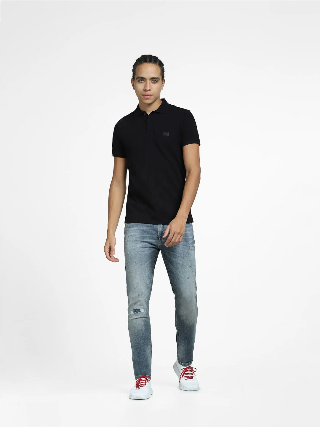 Black Logo Print Polo Neck T-shirt - Image 6