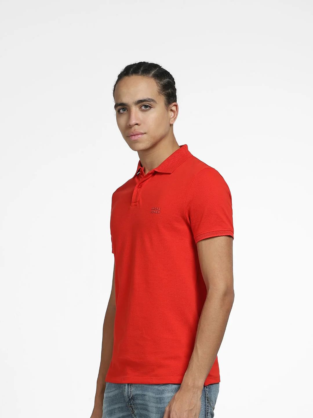 Red Logo Print Polo Neck T-shirt - Image 3