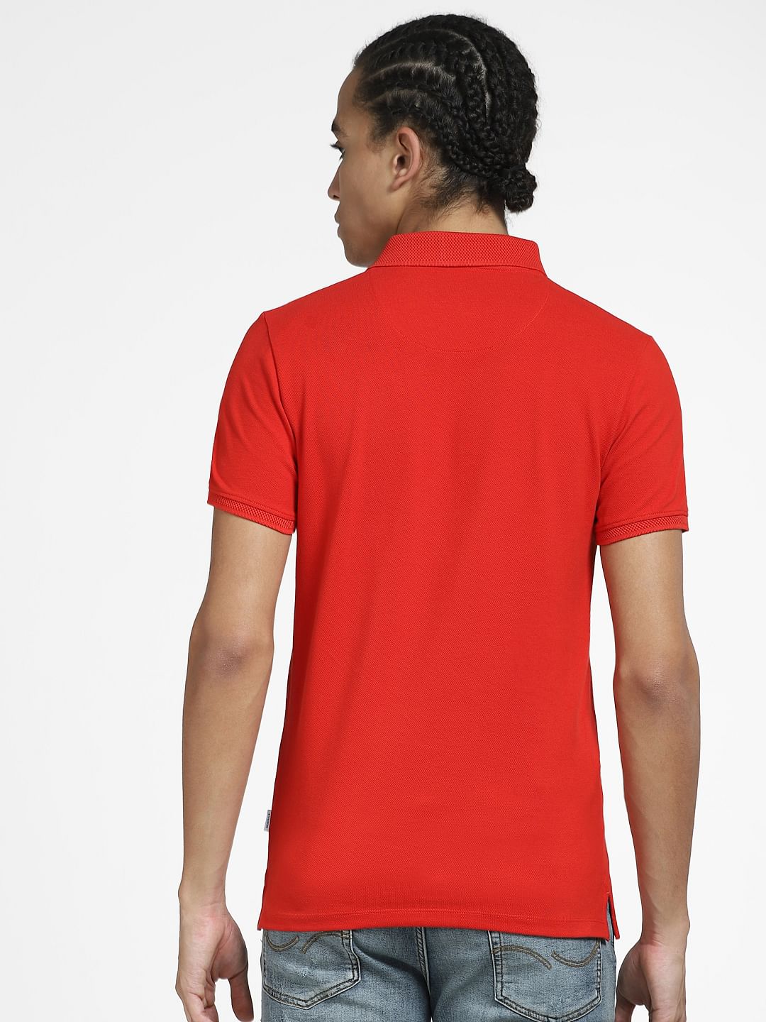 Red Logo Print Polo Neck T-shirt - Image 4