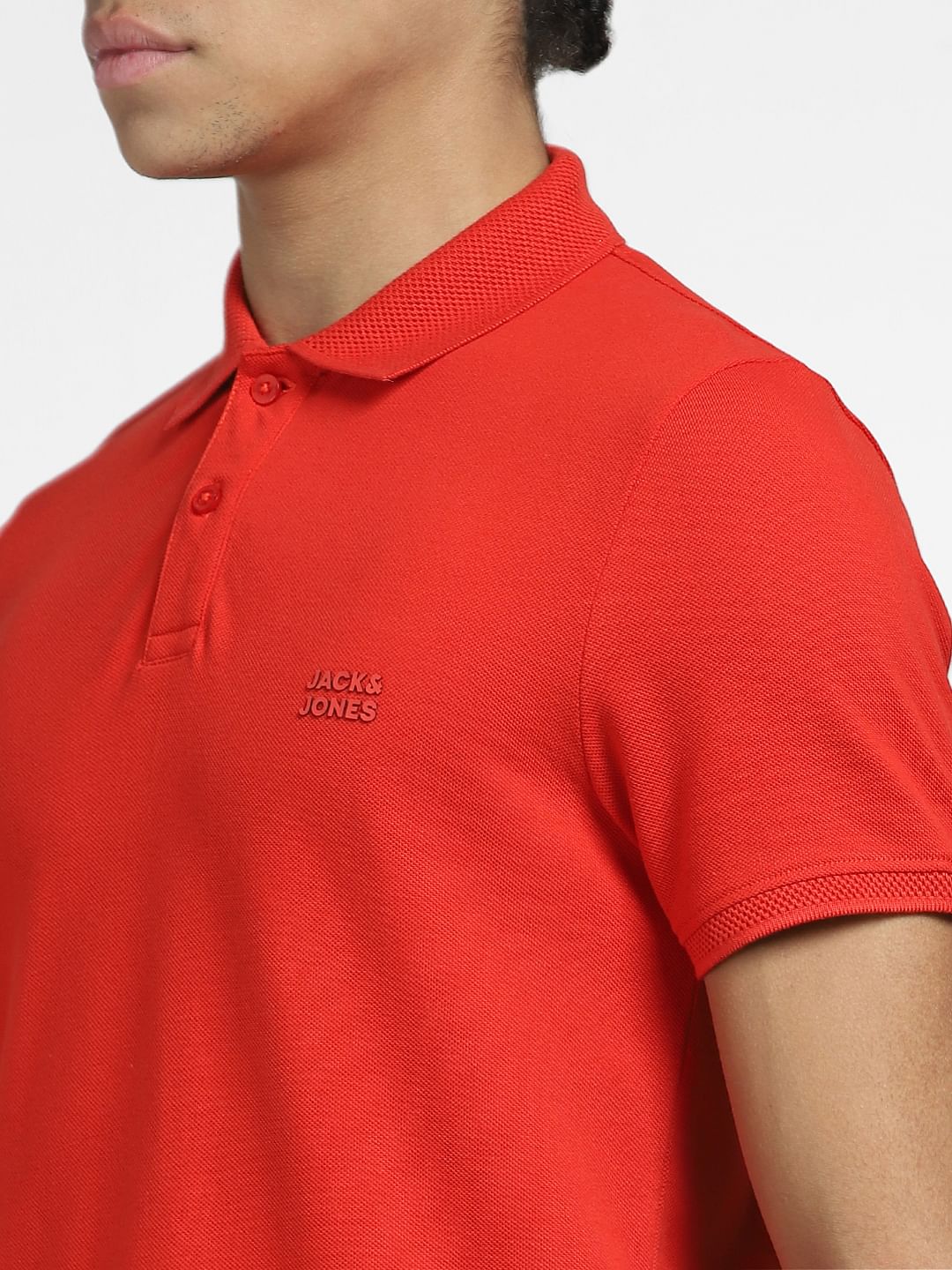 Red Logo Print Polo Neck T-shirt - Image 5