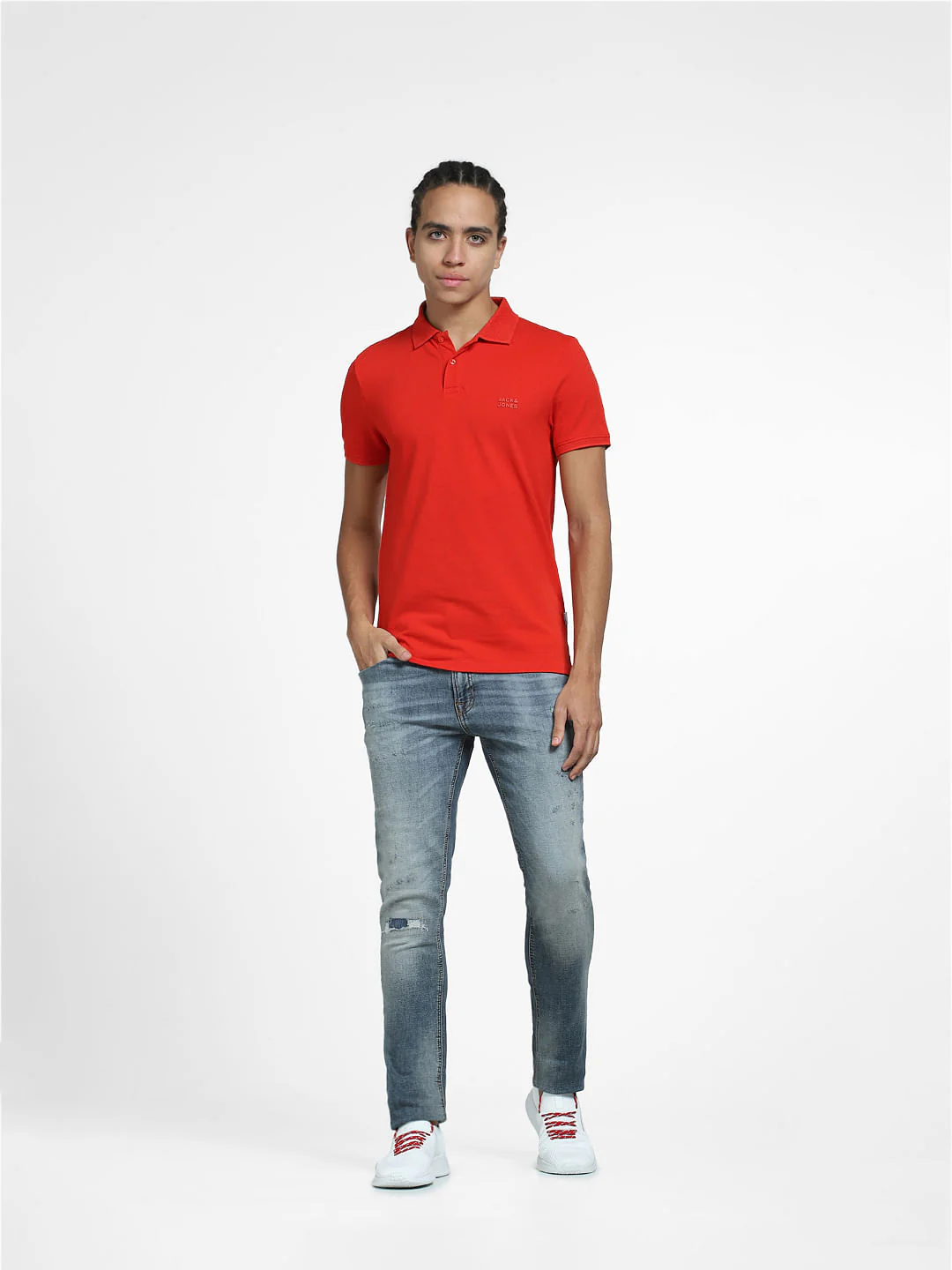Red Logo Print Polo Neck T-shirt - Image 6