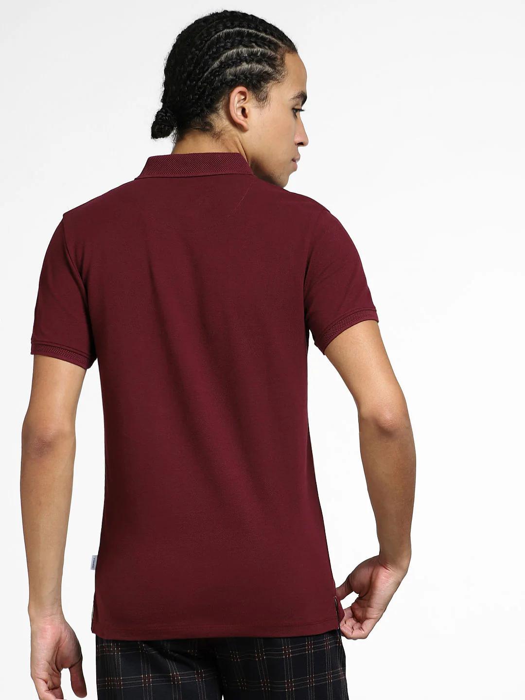 Maroon Logo Print Polo Neck T-shirt - Image 4