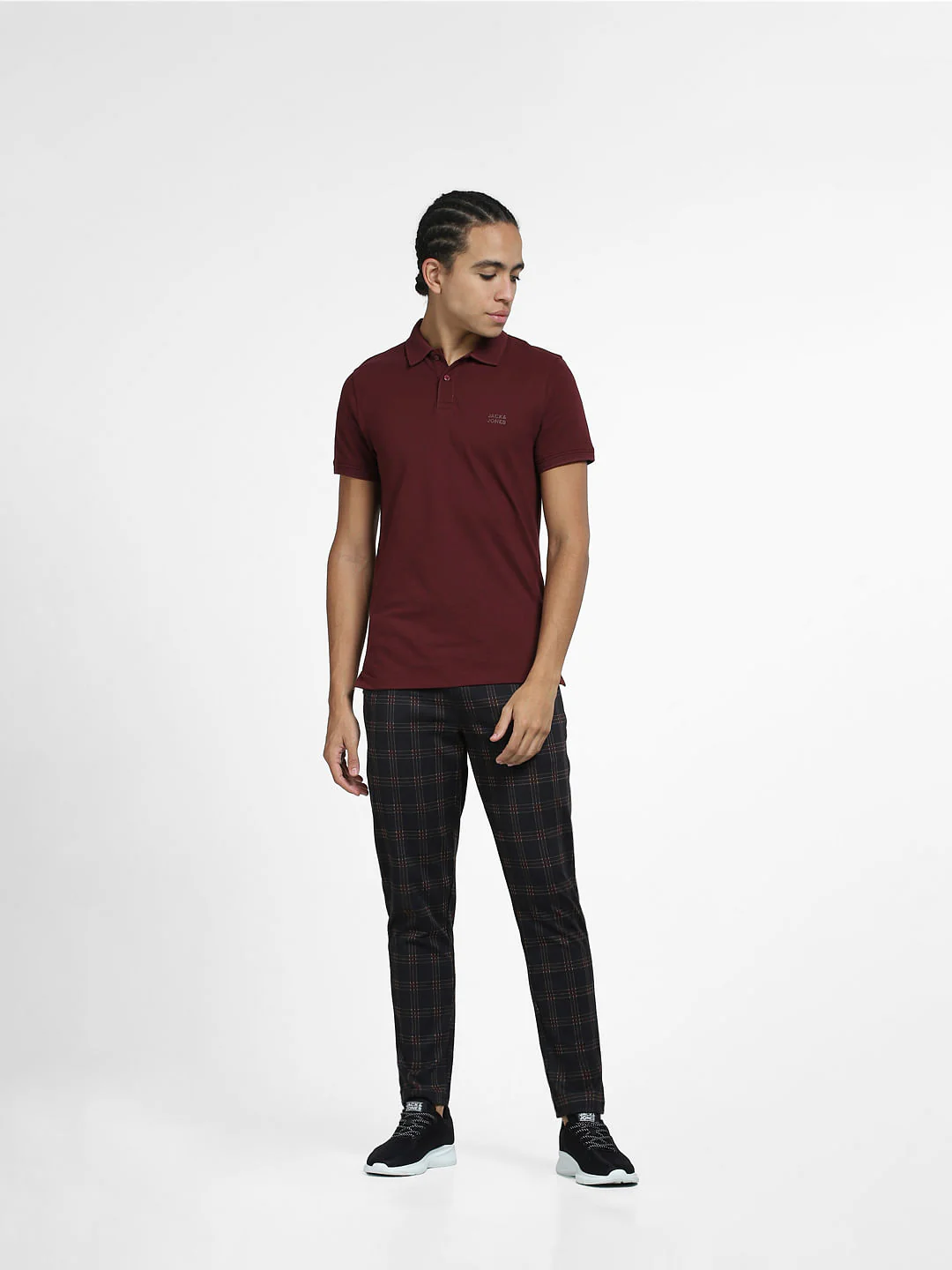 Maroon Logo Print Polo Neck T-shirt - Image 6
