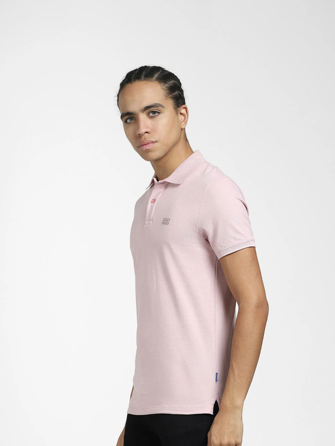 Light Pink Logo Print Polo Neck T-shirt - Image 3