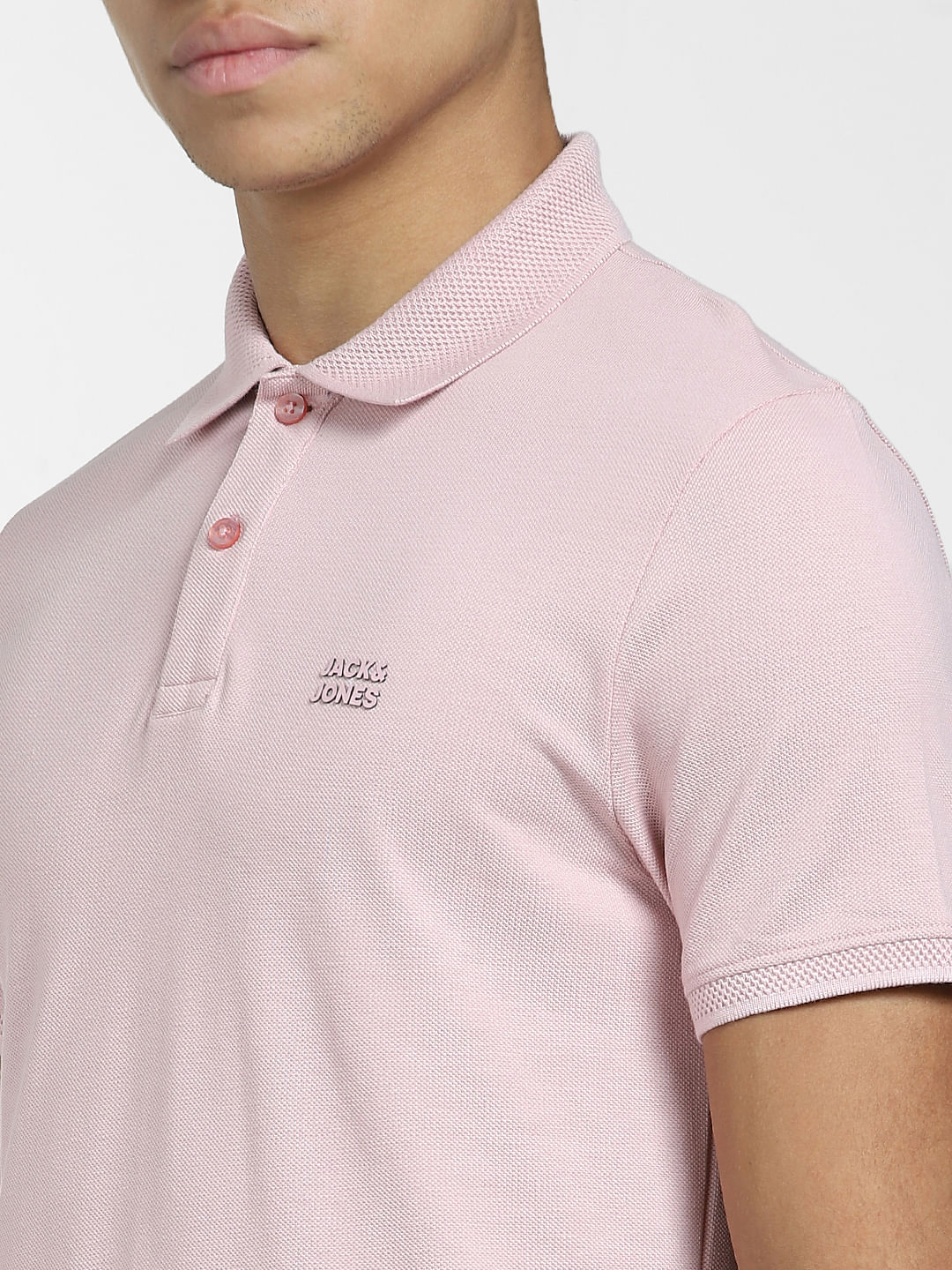 Light Pink Logo Print Polo Neck T-shirt - Image 5