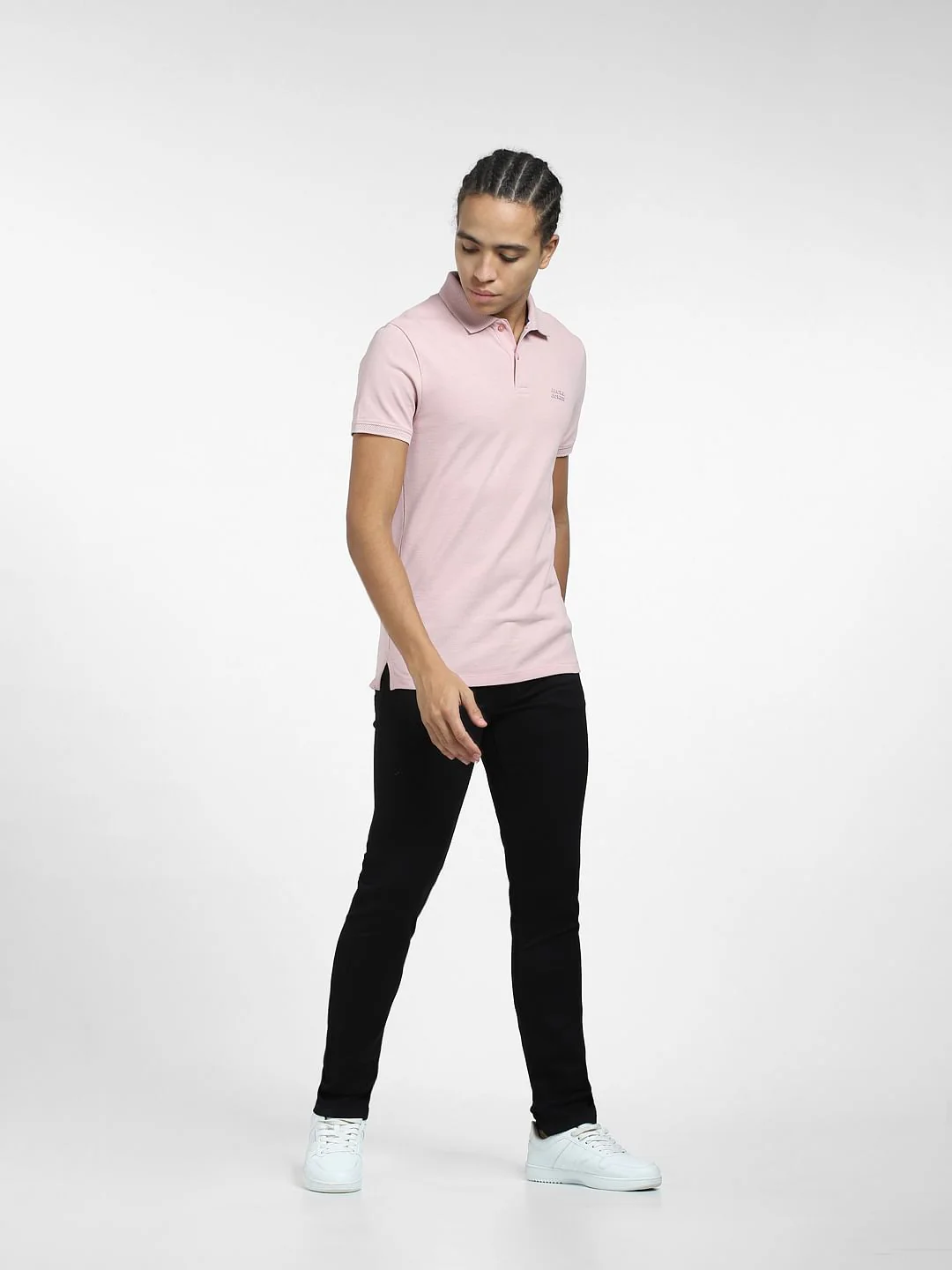 Light Pink Logo Print Polo Neck T-shirt - Image 6