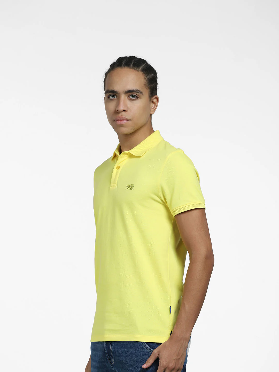 Yellow Logo Print Polo Neck T-shirt - Image 3