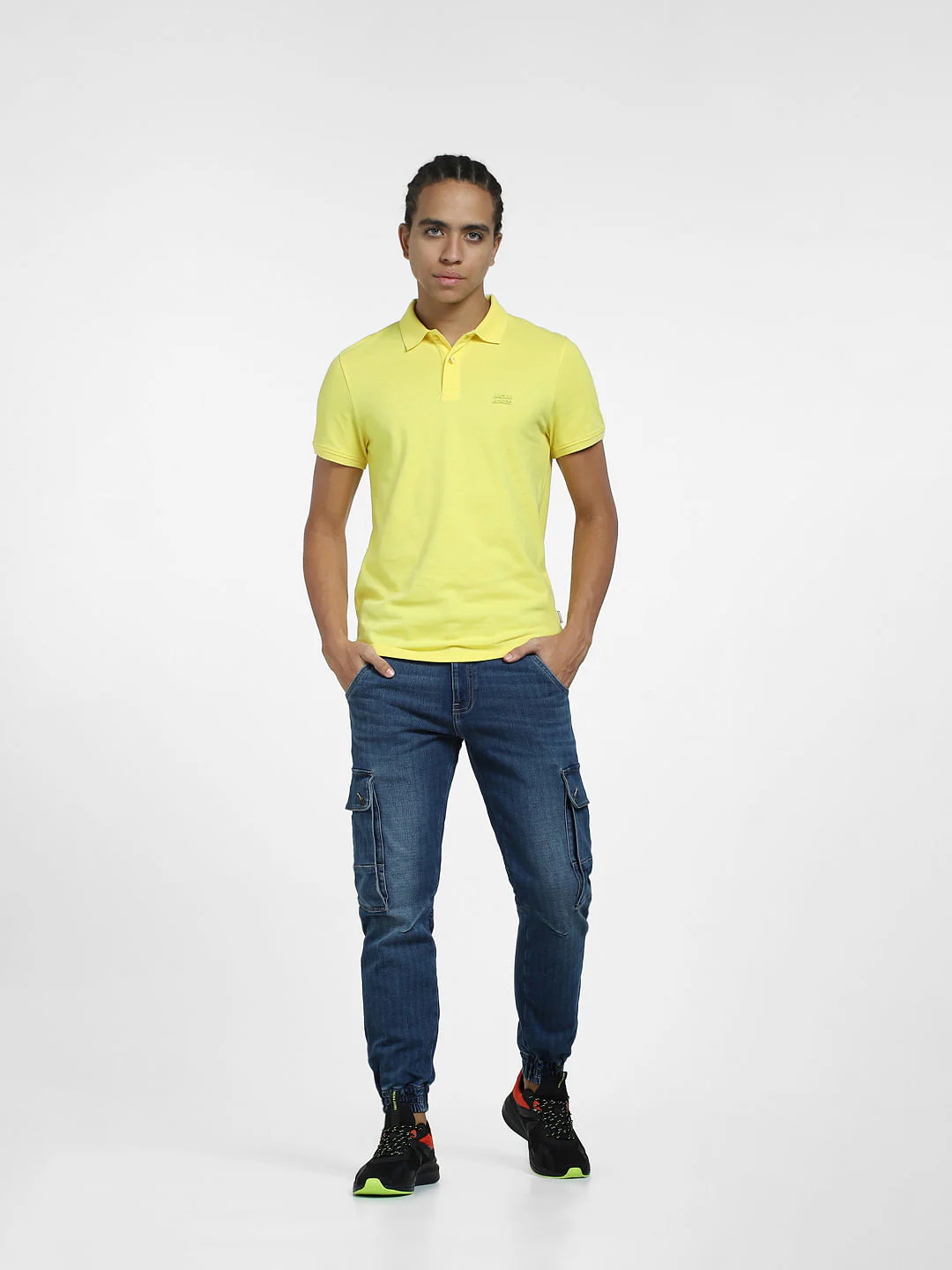 Yellow Logo Print Polo Neck T-shirt - Image 6