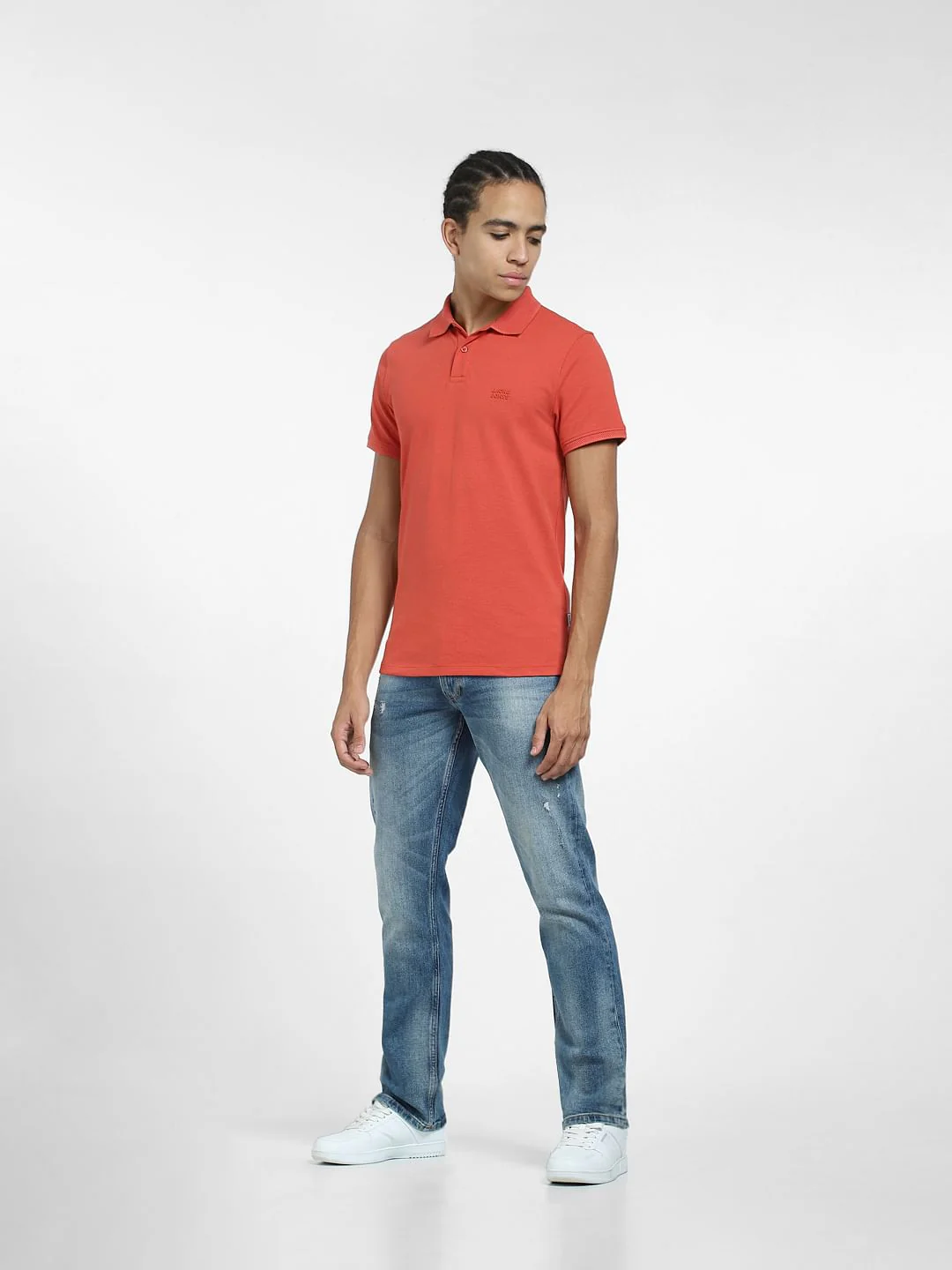 Rust Red Logo Print Polo Neck T-shirt - Image 6