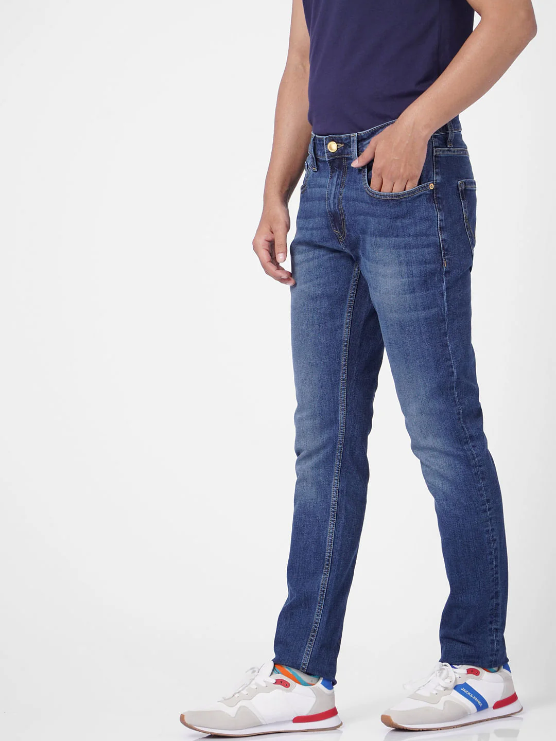 Blue Low Rise Washed Tim Anti Fit Jeans - Image 3