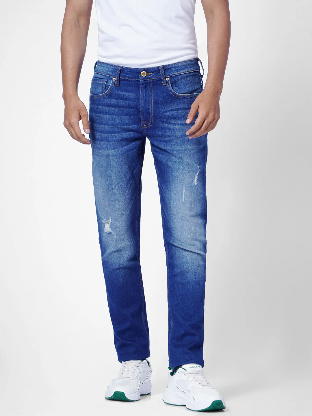 Blue Low Rise Distressed Glenn Slim Jeans - Image 2