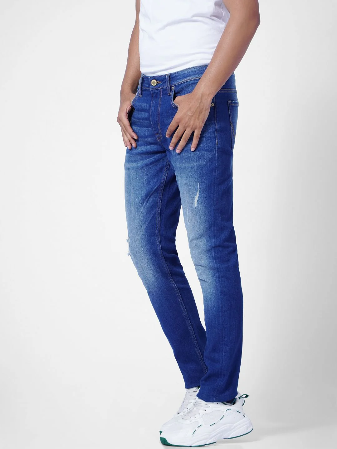 Blue Low Rise Distressed Glenn Slim Jeans - Image 3