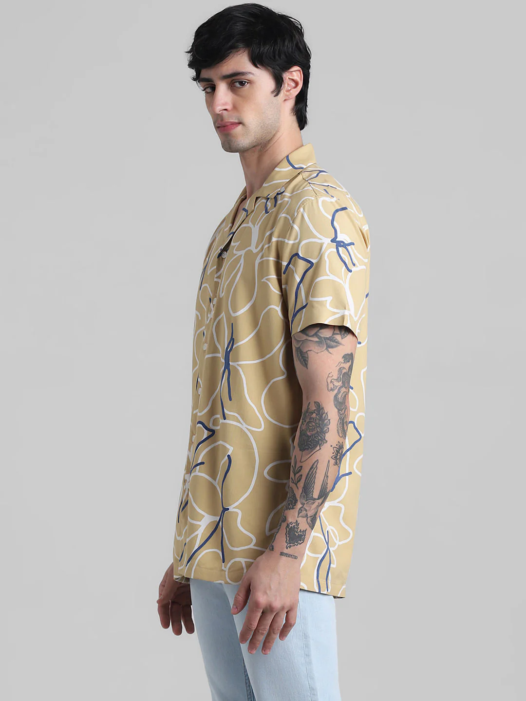 Beige Abstract Print Shirt - Image 3